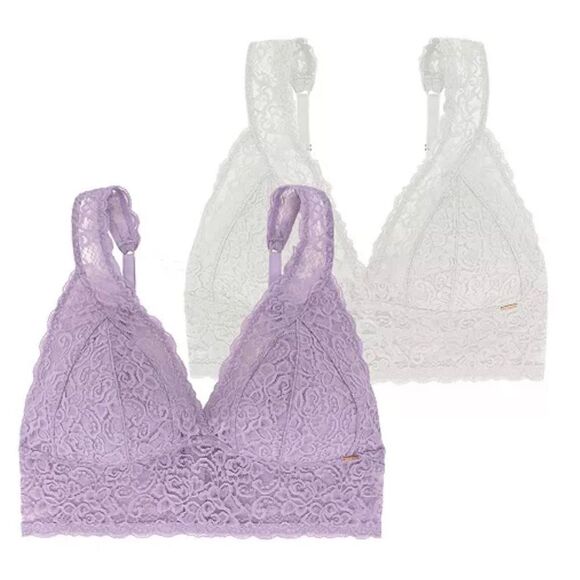 DORINA Lana 2 Piece Light Padded All Lace bralettes M Purple/Ivory NWT in pkg - Picture 3 of 10
